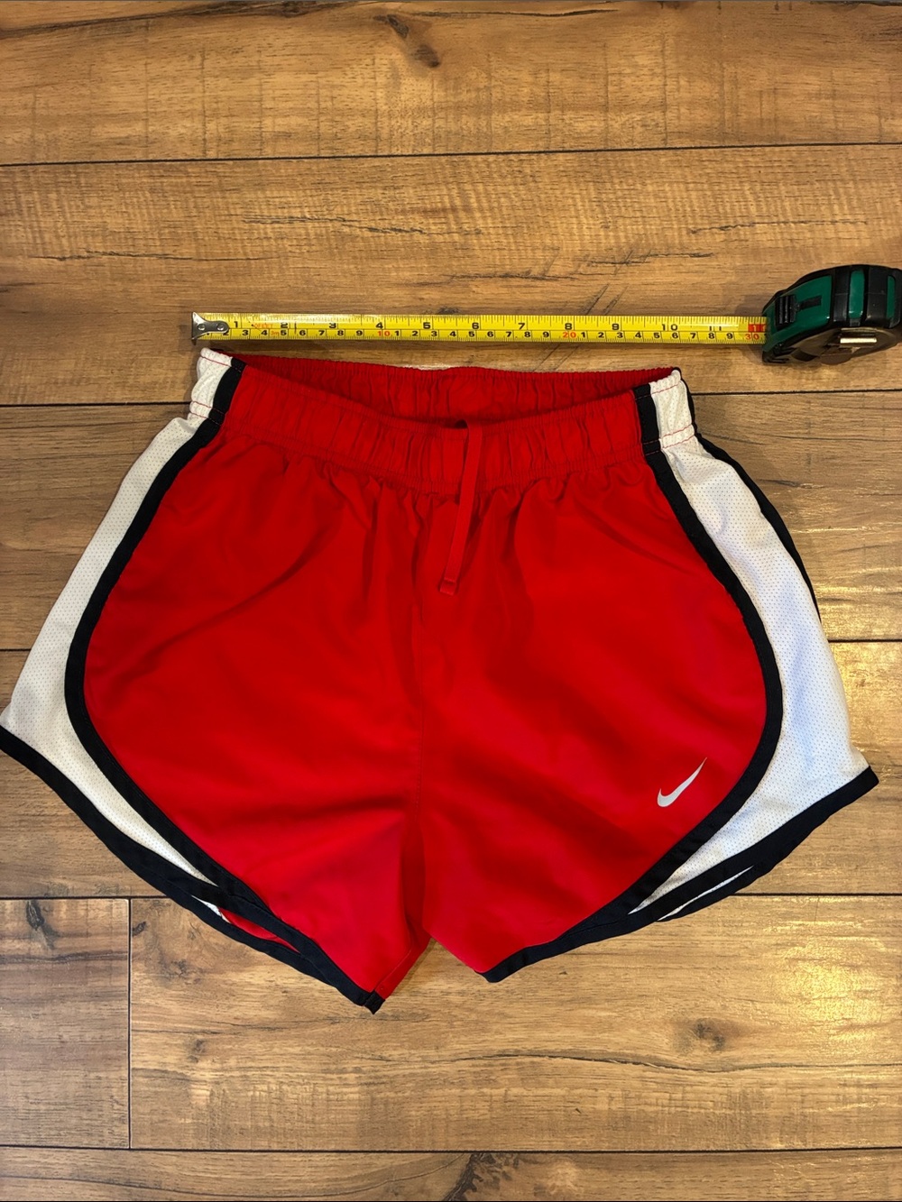 Nike Women’s Red Athletic Shorts with White Panels